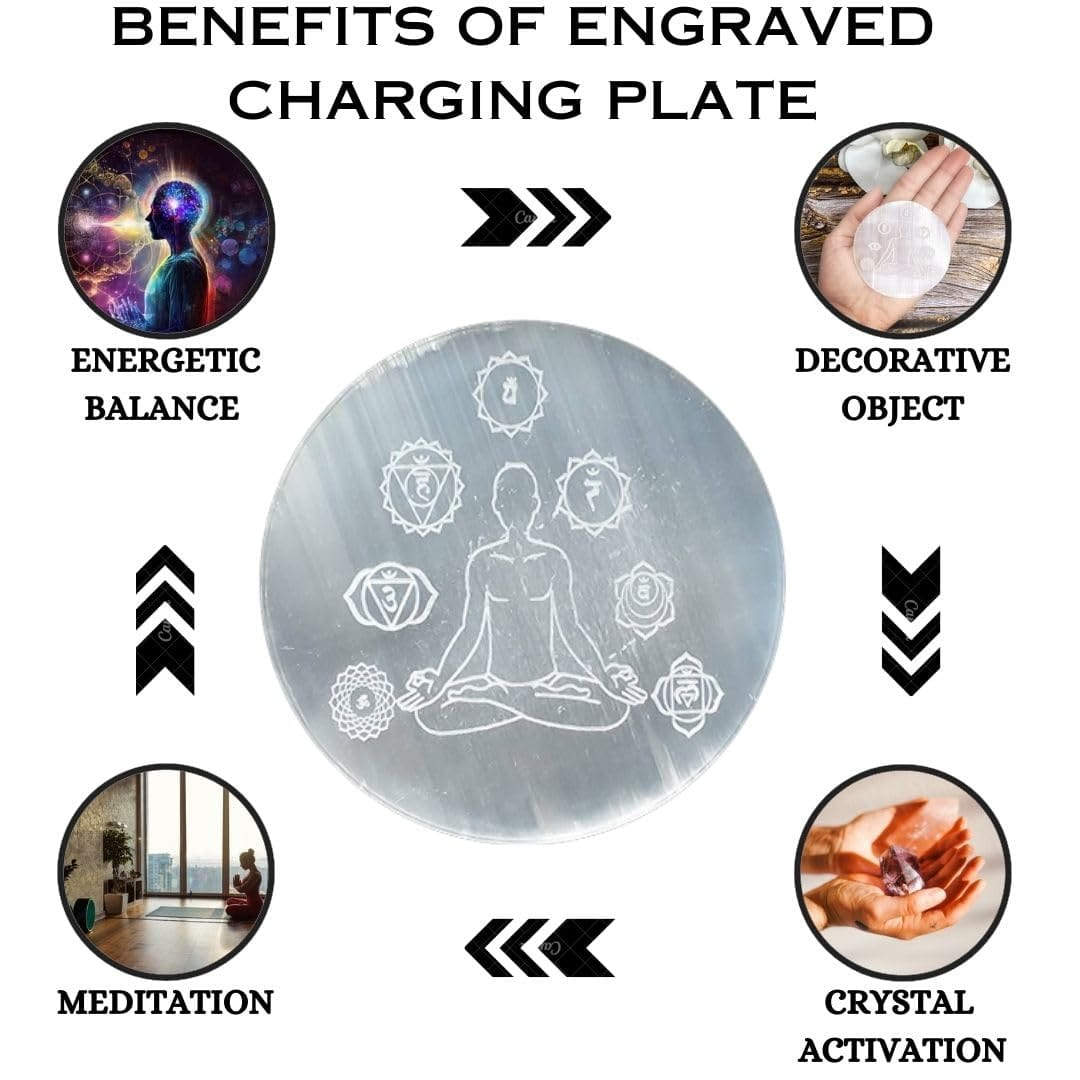 Meditation Selenite Charging Plate Cleansing Energy Recharging Crystals