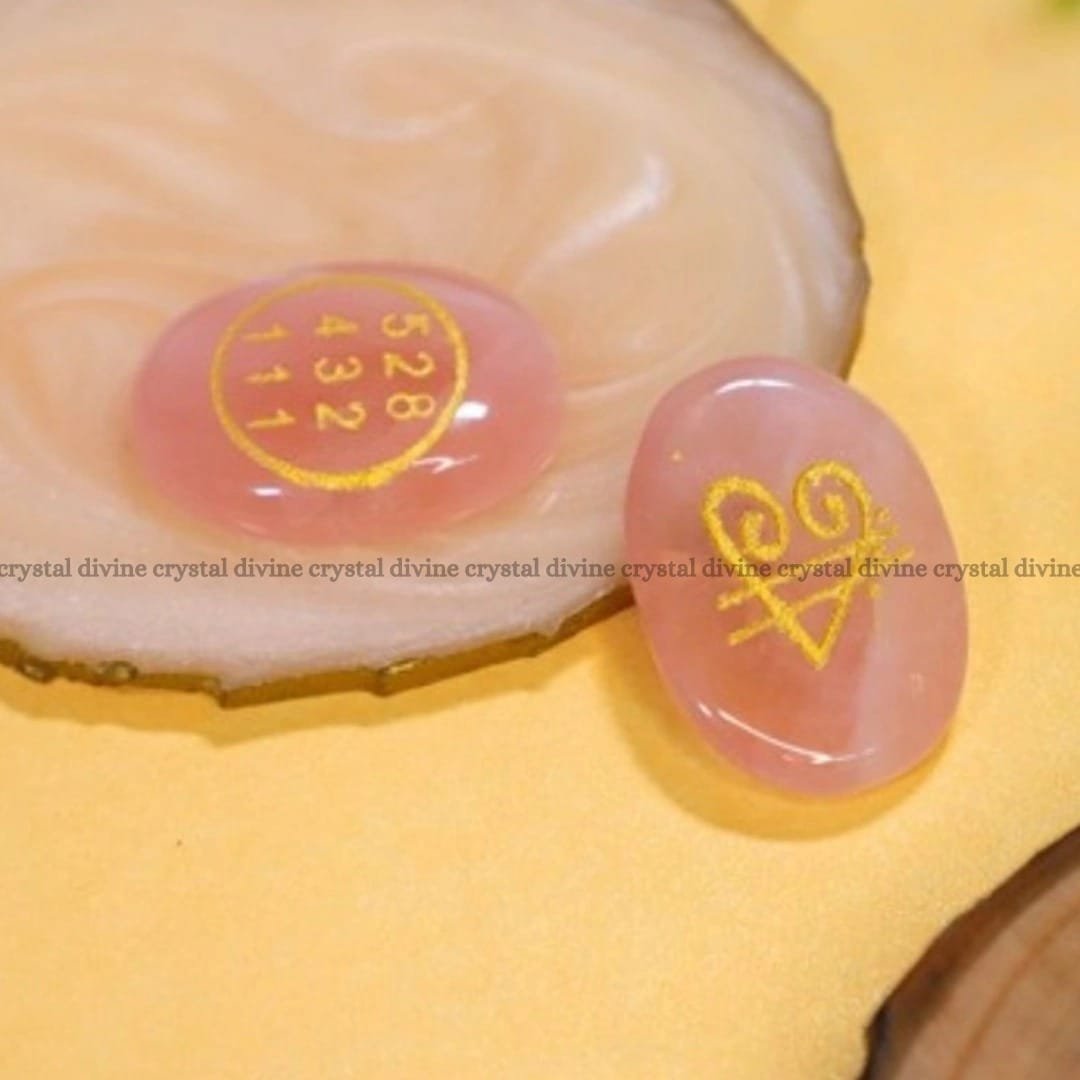 Rose Quartz Crystal Zibu Coin (Attracting Romantic Love)
