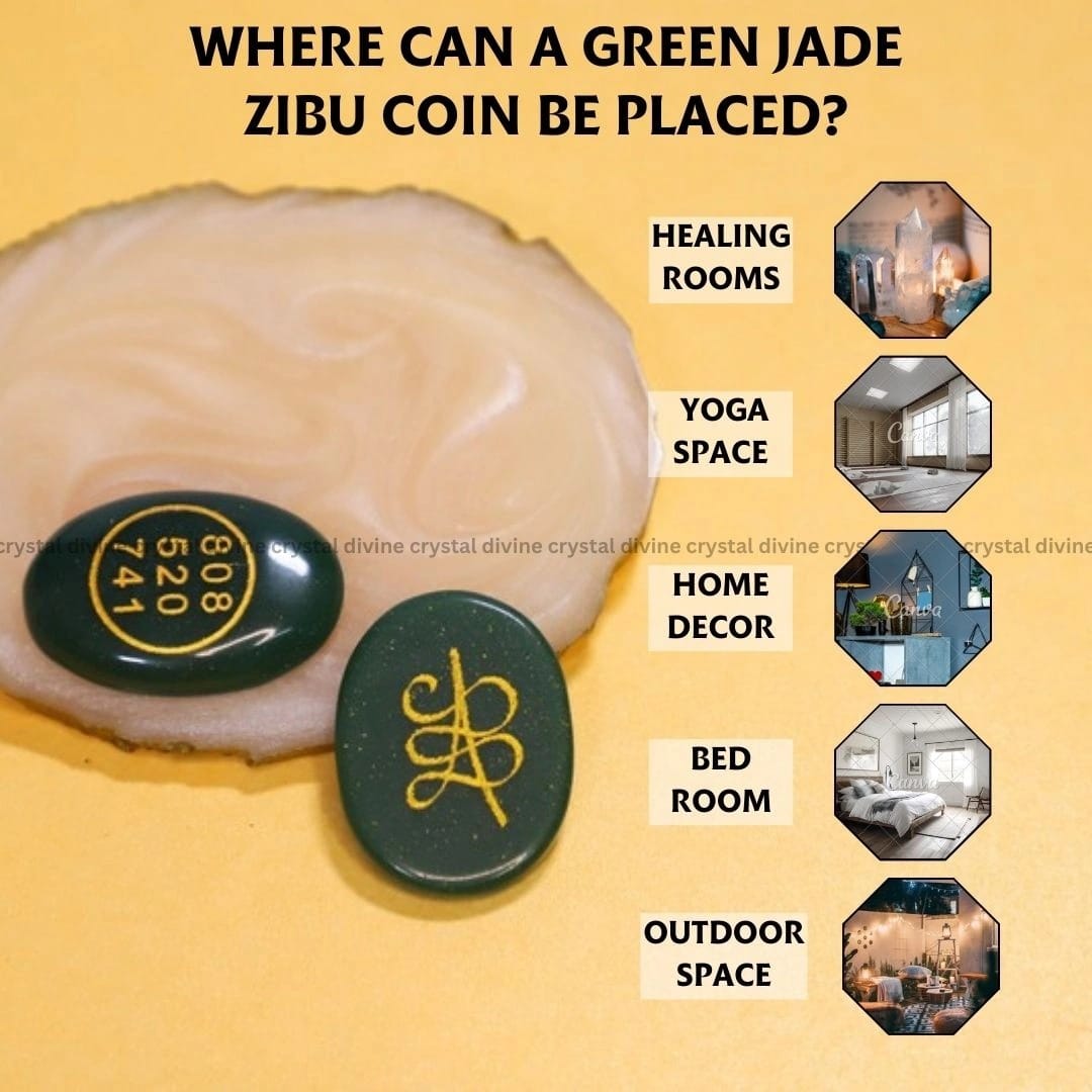 Green Jade Crystal Zibu Coin (Spiritual Connection & Manifestation)