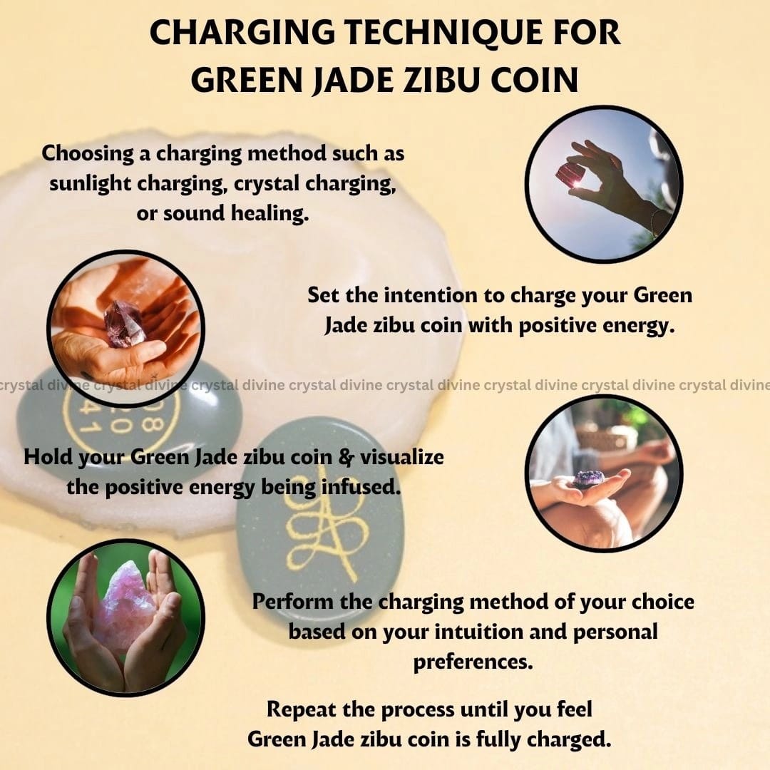 Green Jade Crystal Zibu Coin (Spiritual Connection & Manifestation)