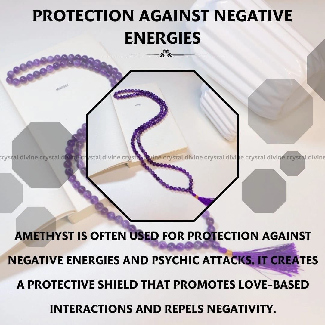 Amethyst Crystal Jaap Mala 108 Beads (Anxiety & Stress Relief)