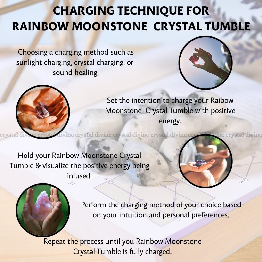 Rainbow Moonstone Tumble Stone Pack of 5 (Calming & Stress Reduction)