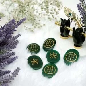 Green Jade Crystal Zibu Coin (Spiritual Connection & Manifestation)
