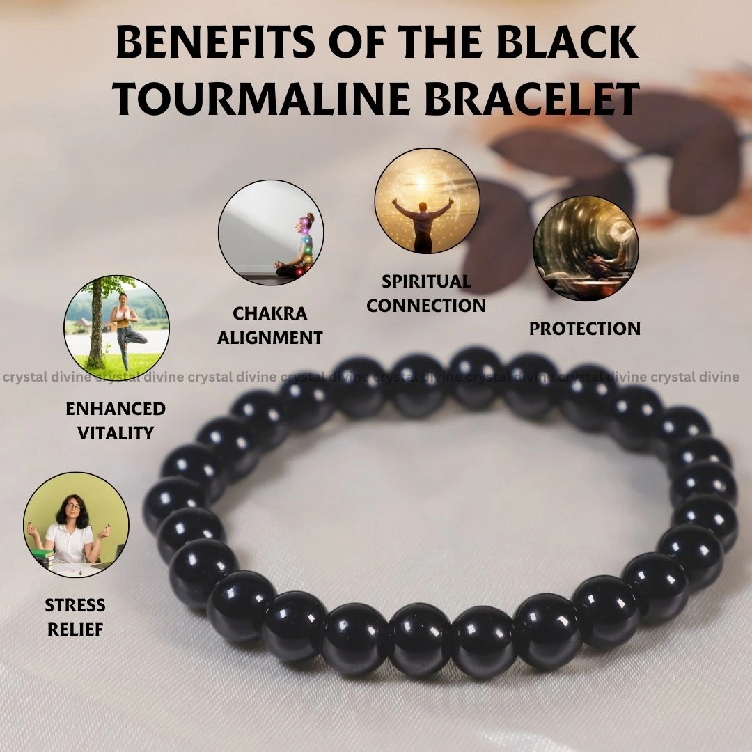 Black Tourmaline Crystal Bracelet - 8 MM