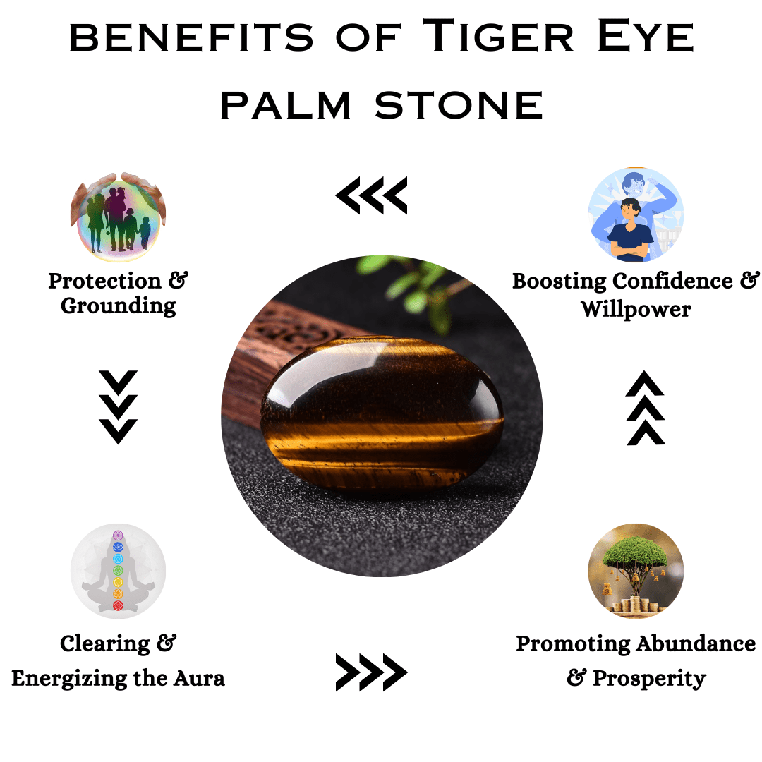 Tiger Eye Crystal Palm Stone (Manifestation & Willpower)