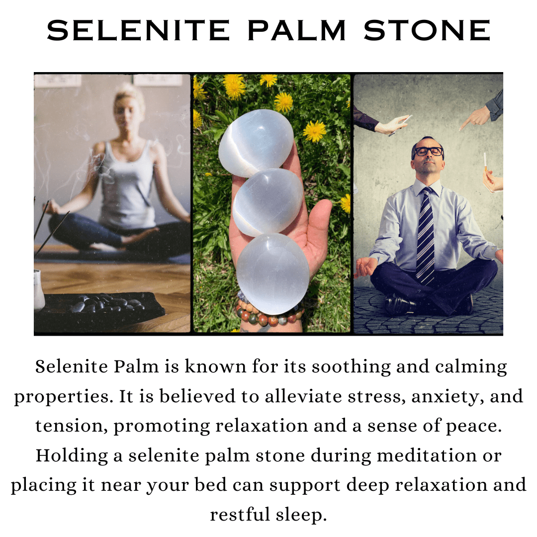 Selenite Crystal Palm Stone (Cleansing & Purification)