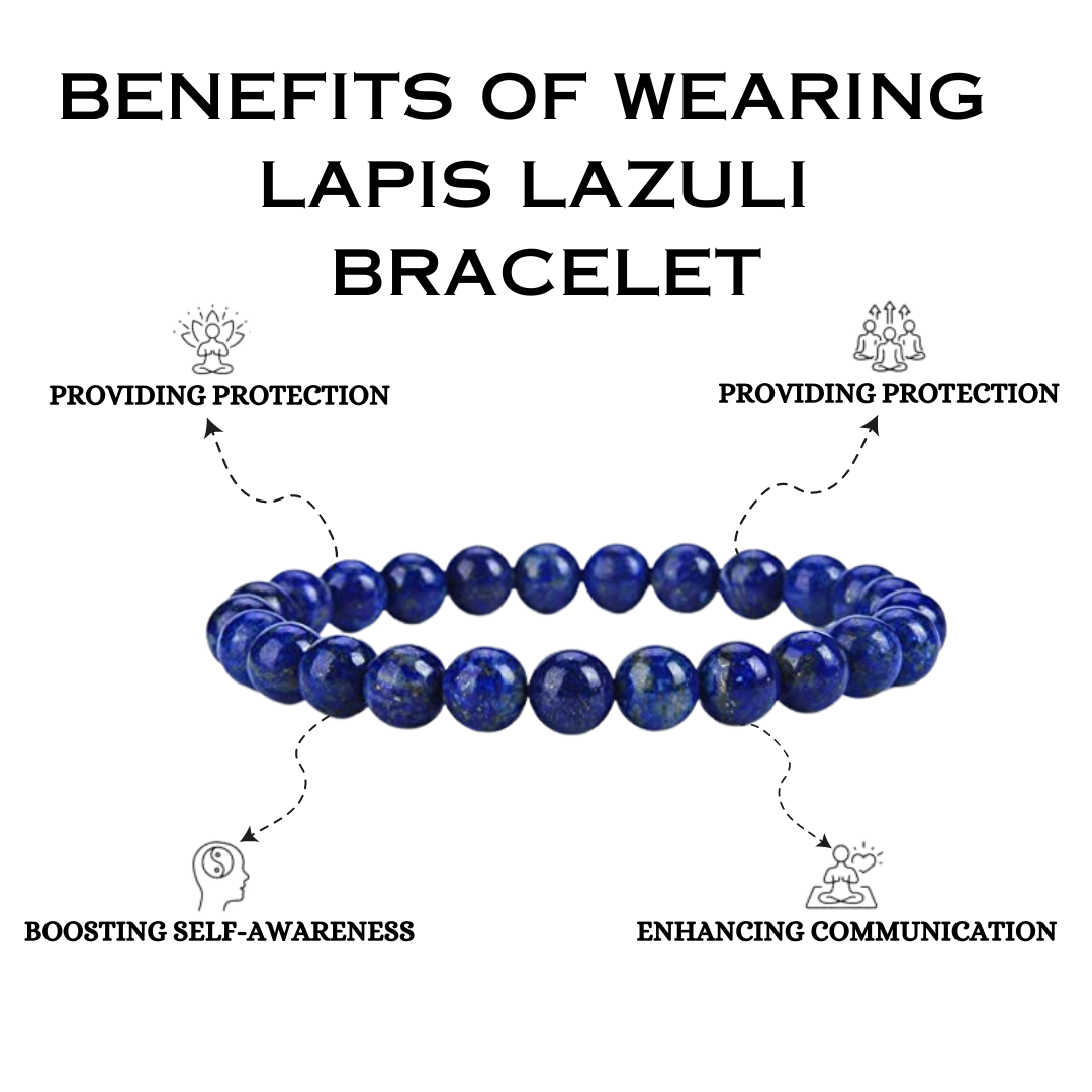 CRYSTAL LAPIS LAZULI BRACELET CERTIFIED BLUE COLOUR MEDITATION HEALING
