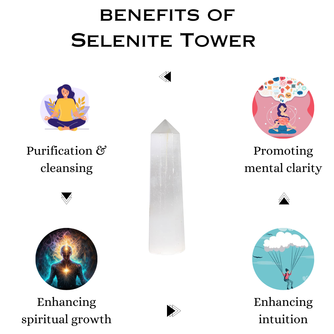 Selenite Crystal Tower - 70 - 100 grams  (Cleansing & Purification)