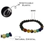 Lava Onyx With Seven Chakra Bracelet - 8 MM (Grounding & Stability)