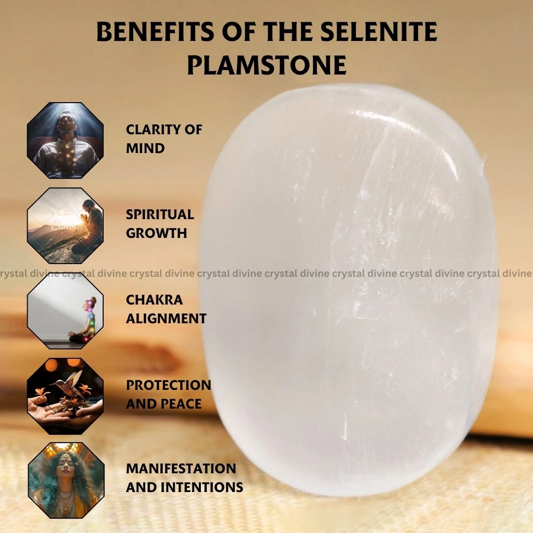 Selenite Crystal Palm Stone