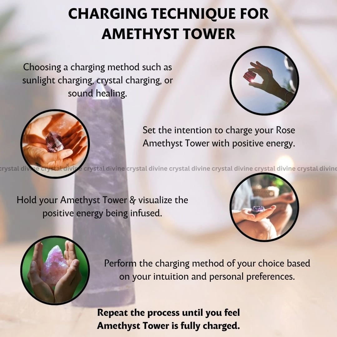 Amethyst Crystal Tower  - 70 - 100 grams (Calming & Soothing)