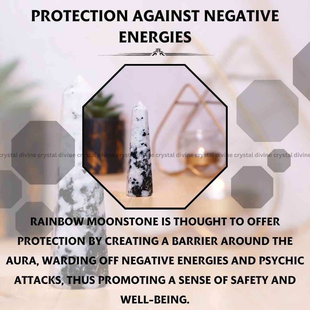 Rainbow Moonstone Crystal Tower - 70 - 100 grams (Intuition & Spiritual connection)