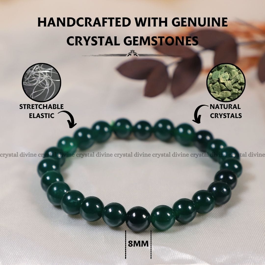 Green Jade Crystal Bracelet - 8 MM (Calming & balancing)