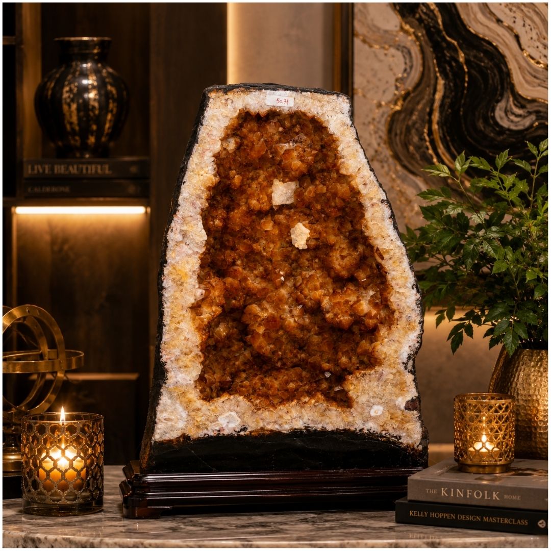 Natural Citrine Geode 50.71 KG Premium Crystal Geode for Home& Office Decor