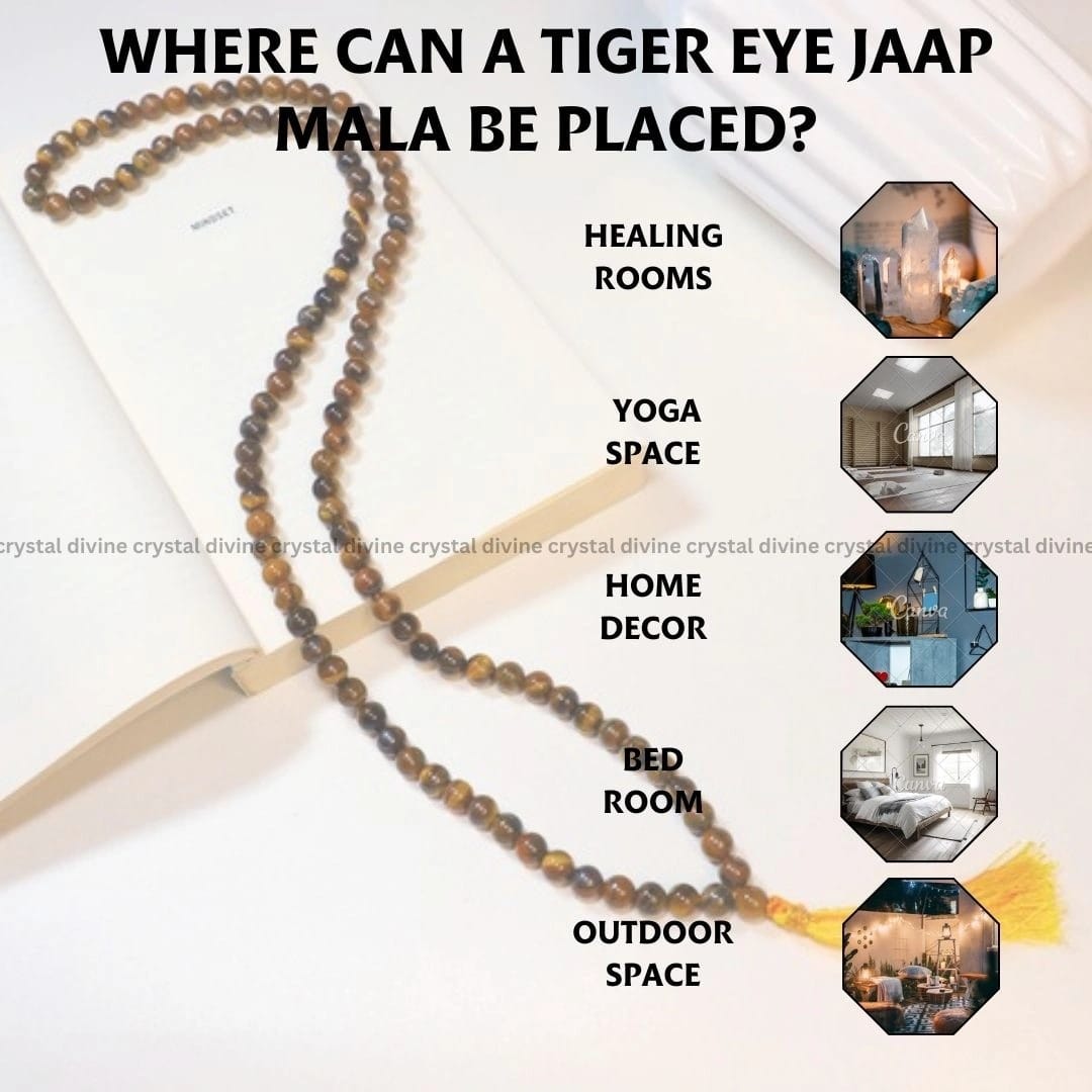 Tiger Eye Crystal Jaap Mala 108 Bead's (Confidence & Courage)