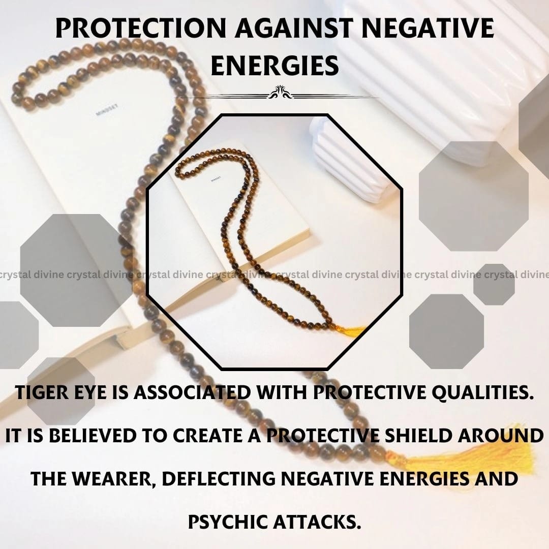 Tiger Eye Crystal Jaap Mala 108 Bead's (Confidence & Courage)