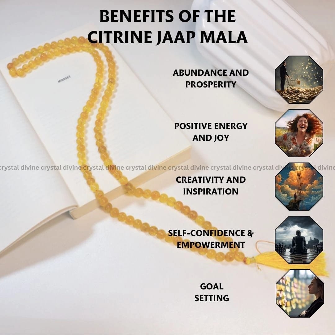 Citrine Crystal Jaap Mala 108 Beads (Creativity & Motivation)