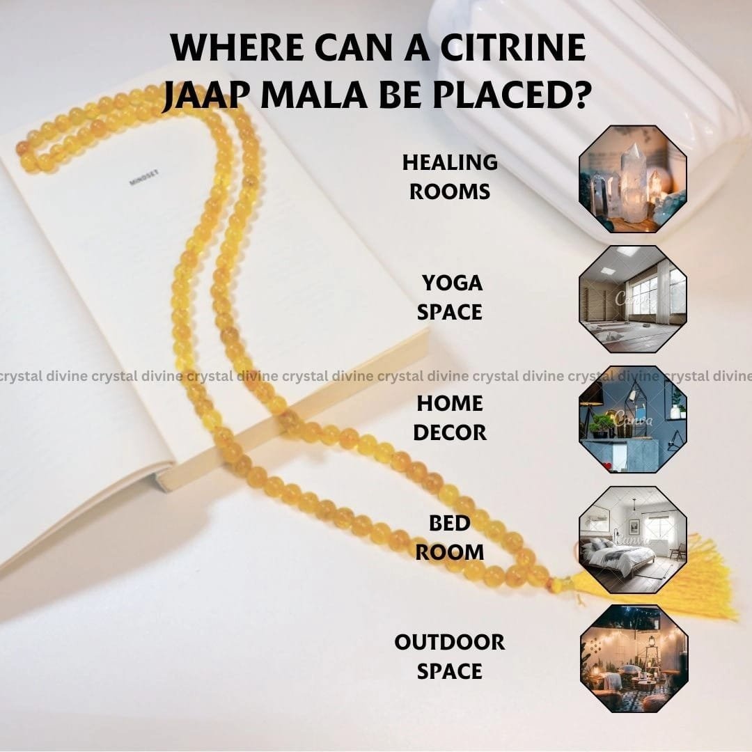 Citrine Crystal Jaap Mala 108 Beads (Creativity & Motivation)