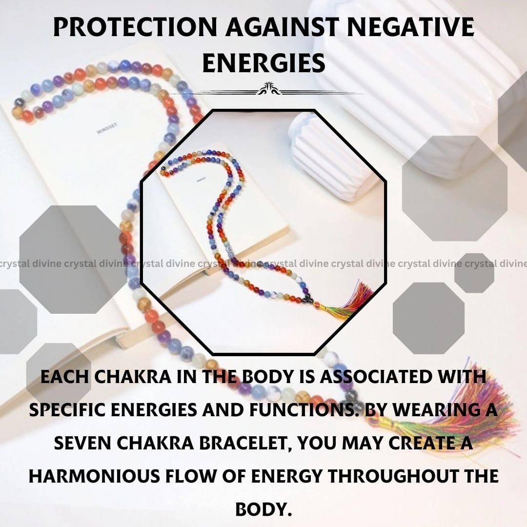 Seven Chakra Crystal Jaap Mala 108 Bead's (Chakra Balancing & Aligning Chakras)