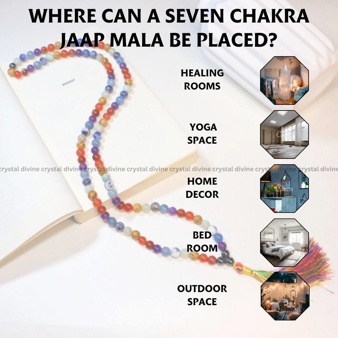 Seven Chakra Crystal Jaap Mala 108 Bead's (Chakra Balancing & Aligning Chakras)