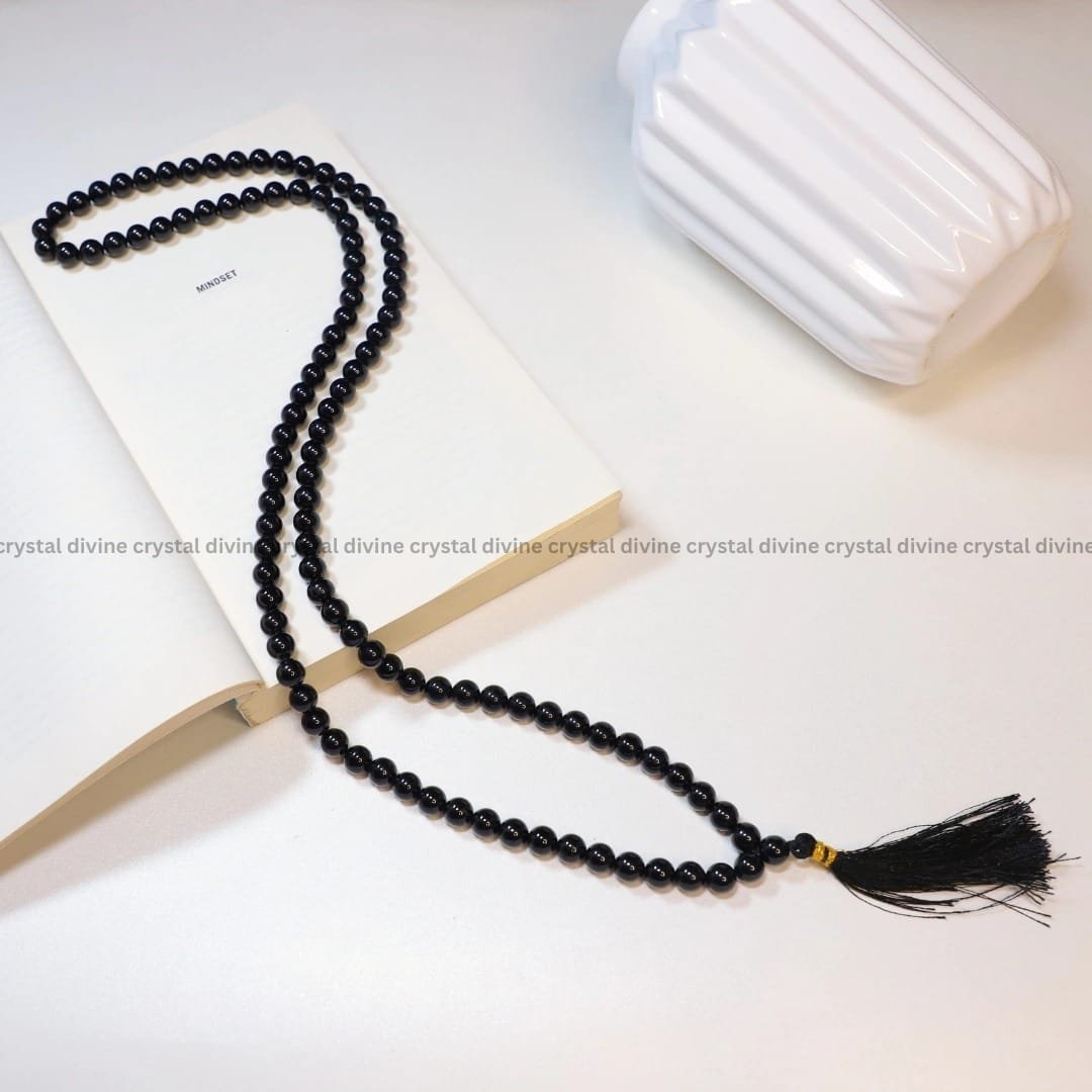 Black Tourmaline Crystal Jaap Mala108 Beads (Protection & Grounding)