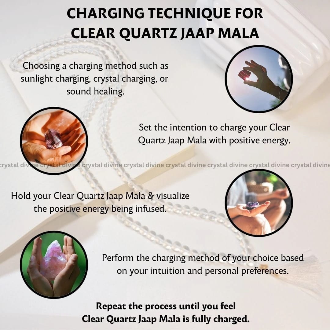 Clear Quartz Crystal Jaap Mala 108 Beads (Clarity & Focus)