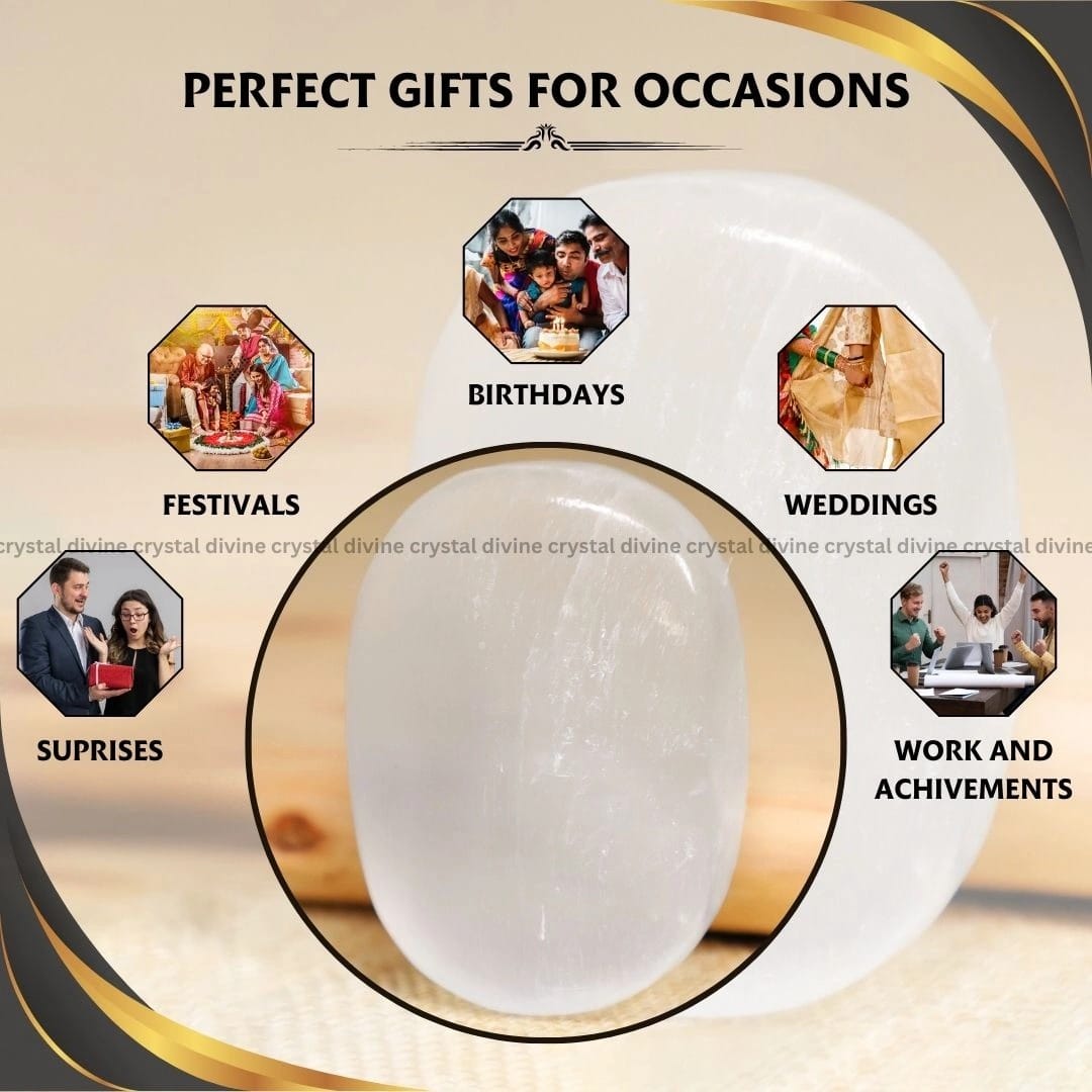 Selenite Crystal Palm Stone (Cleansing & Purification)