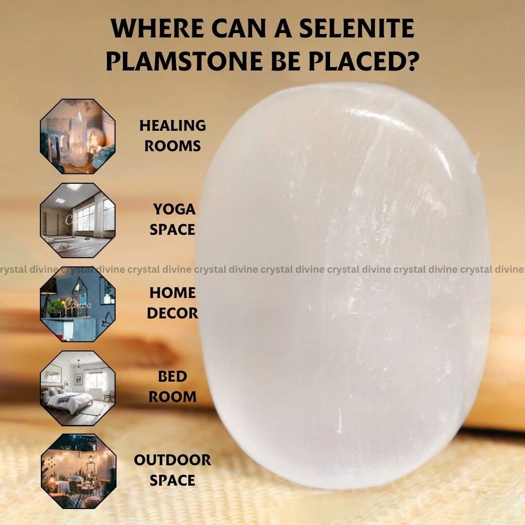 Selenite Crystal Palm Stone (Cleansing & Purification)