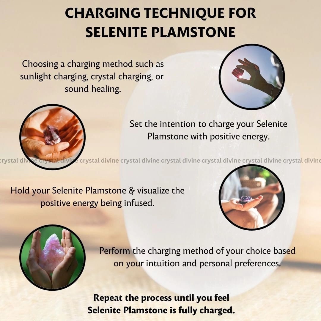 Selenite Crystal Palm Stone (Cleansing & Purification)