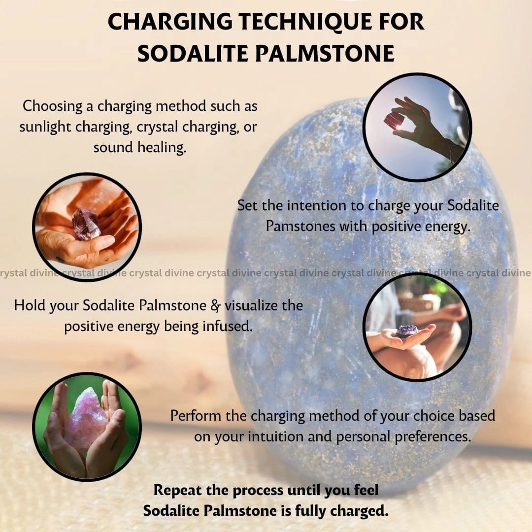 Sodalite Crystal Palm Stone (Enhanced Meditation & Focus)