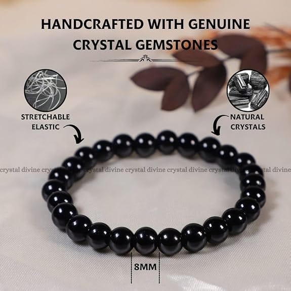 Black Tourmaline Crystal Bracelet - 8 MM (Grounding & Balance)