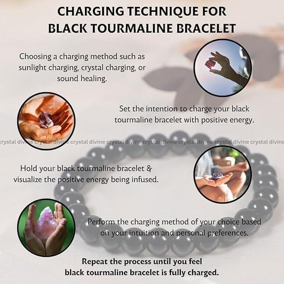 Black Tourmaline Crystal Bracelet - 8 MM (Grounding & Balance)