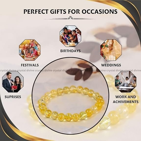 Citrine Crystal Bracelet - 8 MM (Confidence & Self-Esteem)