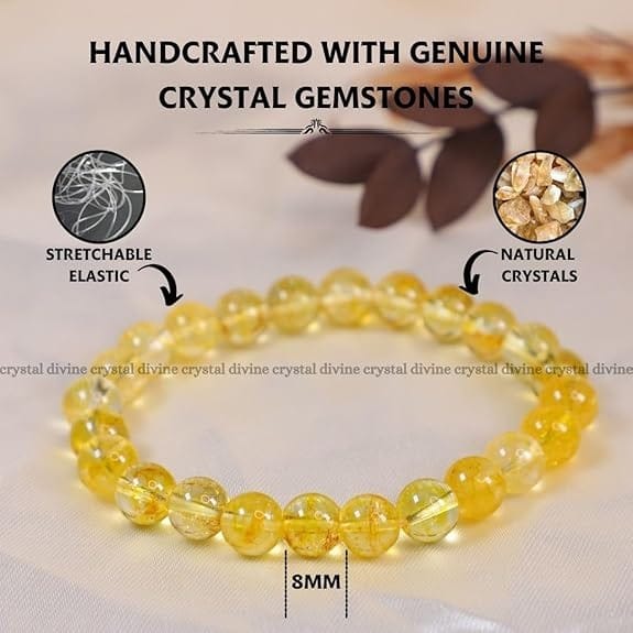 Citrine Crystal Bracelet - 8 MM (Confidence & Self-Esteem)
