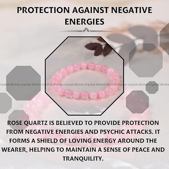 Rose Quartz Crystal Bracelet - 8 MM (Love & Relationships)