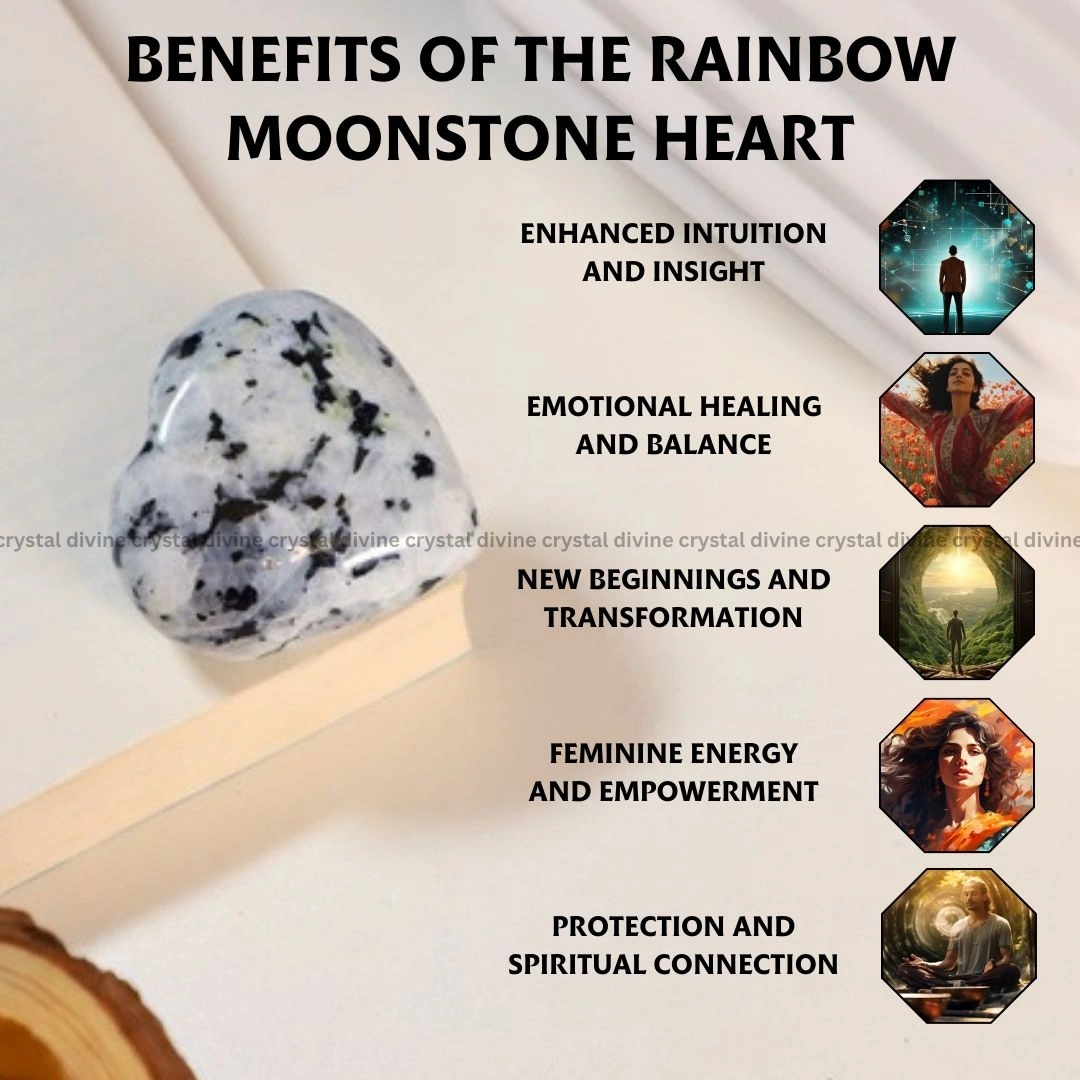 Rainbow Moonstone Heart (Intuition & Spiritual Connection)