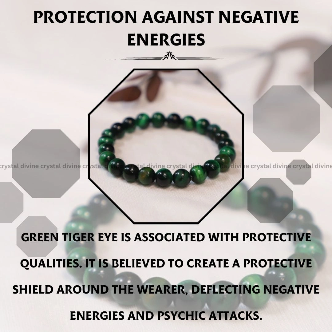 Green Tiger Eye Crystal Bracelet - 8 MM (Protection & Grounding)