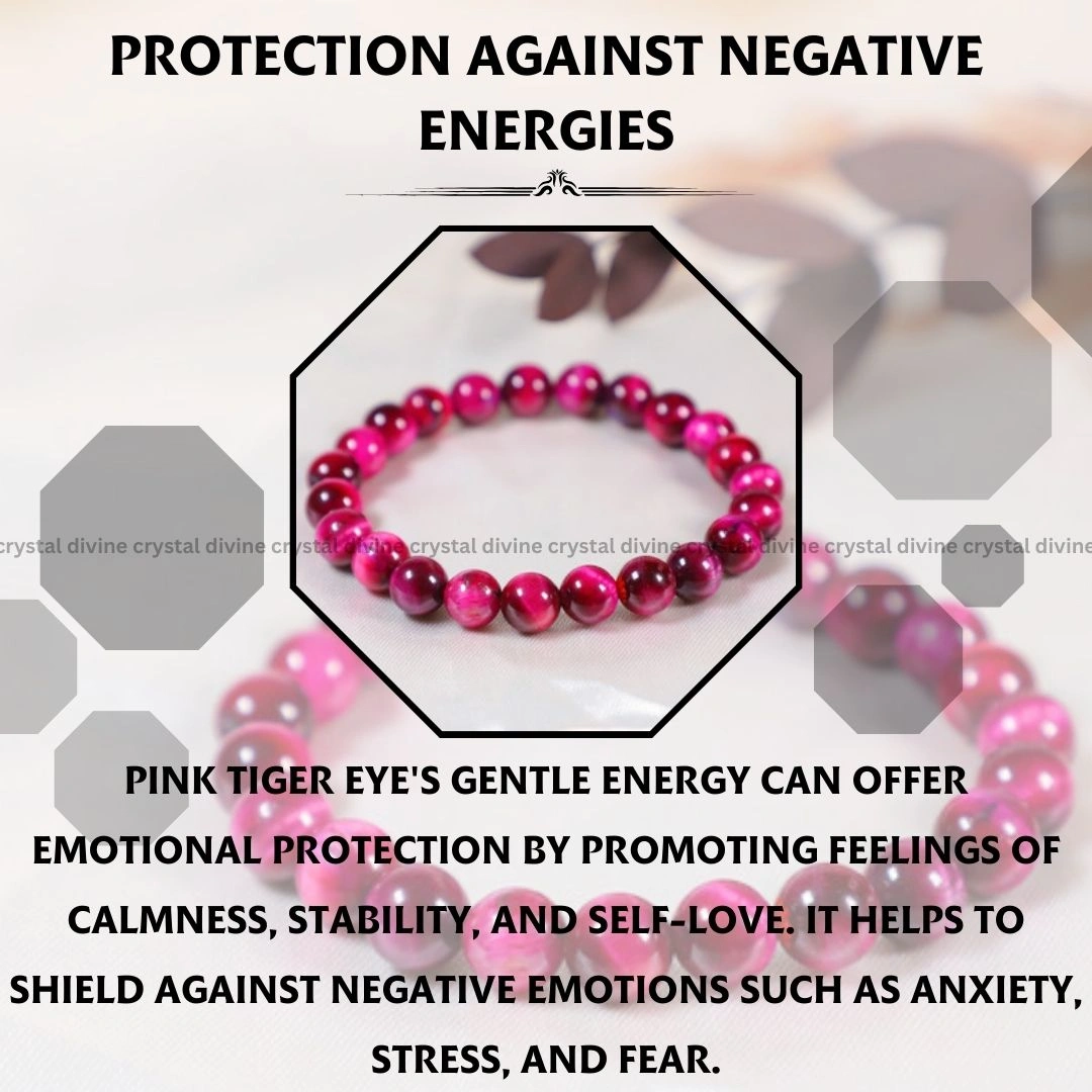 Pink Tiger Eye Crystal Bracelet - 8MM (Protection & Grounding)