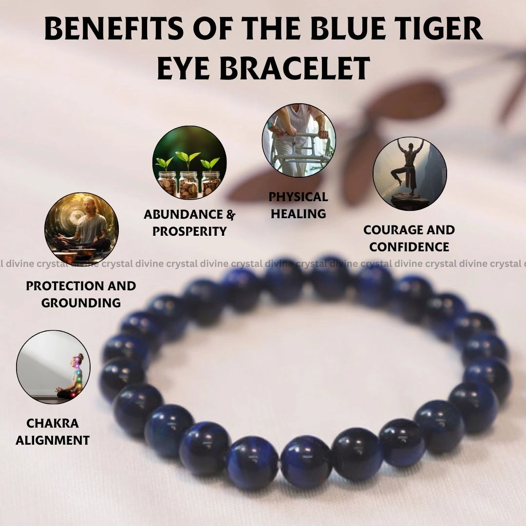 Blue Tiger Eye Crystal Bracelet - 8 MM