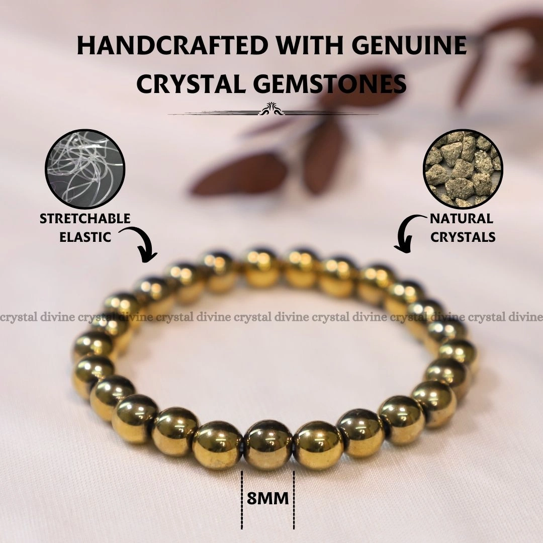 Golden Pyrite Crystal Bracelet - 8MM (Chakra Alignment)