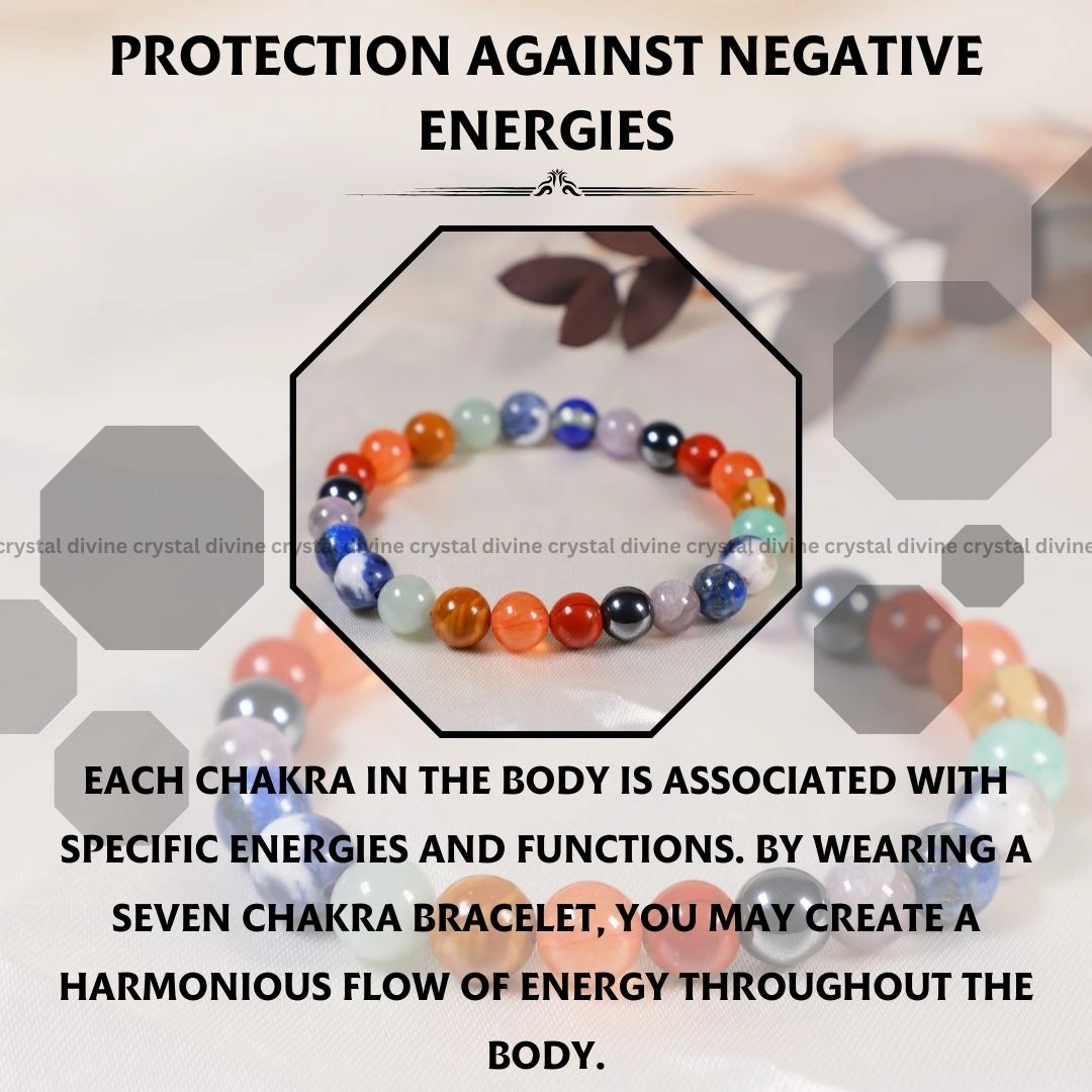 Seven Chakra Crystal Bracelet - 8 MM (Enhanced Meditation & Focus)