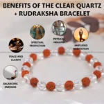 Clear Quartz + Rudraksha Bracelet - 8 MM (Balance & Alignment)