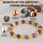 Amethyst + Citrine Bracelet - 8 MM (Clarity & Focus)