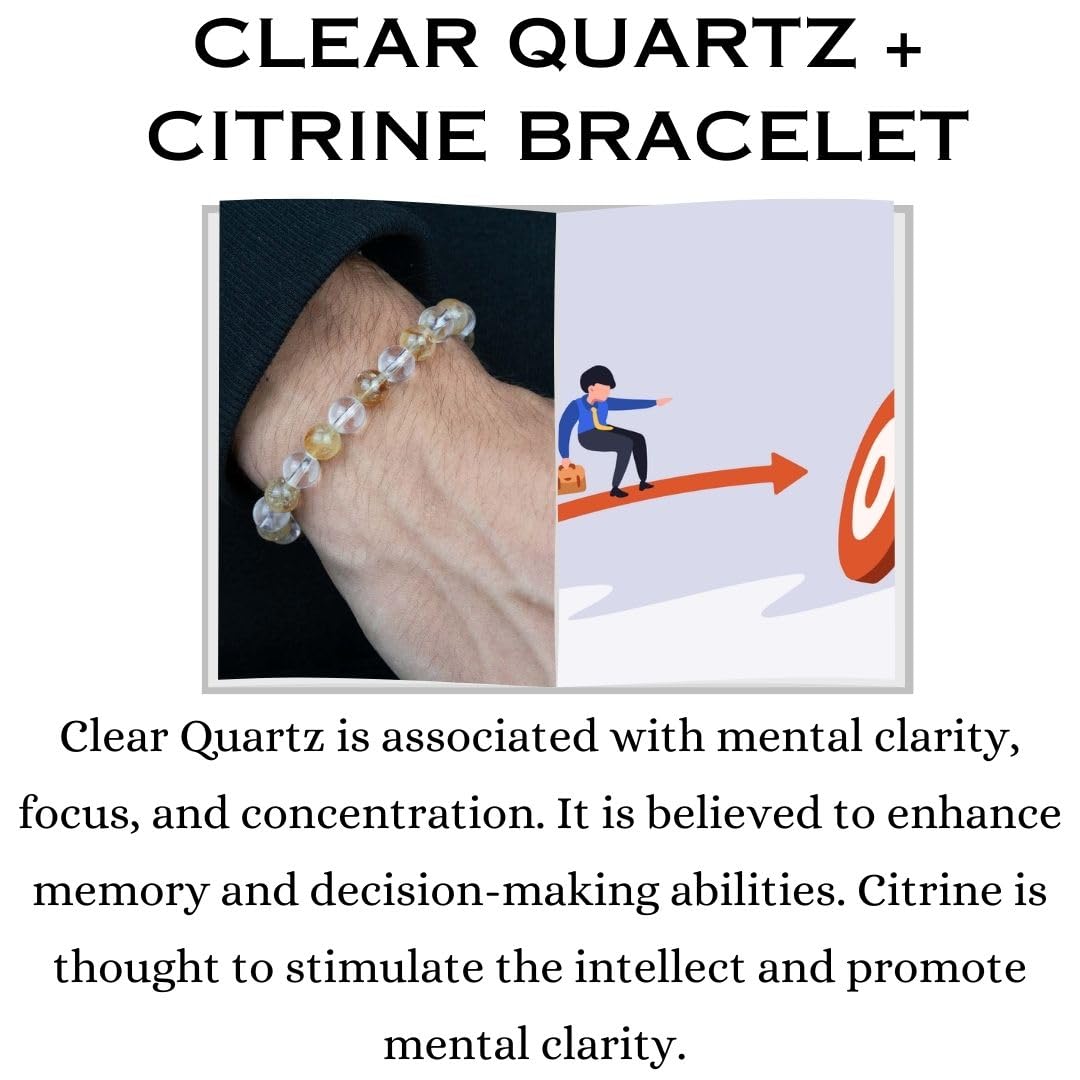 Clear Quartz + Citrine Bracelet - 8 MM (Abundance & Prosperity)