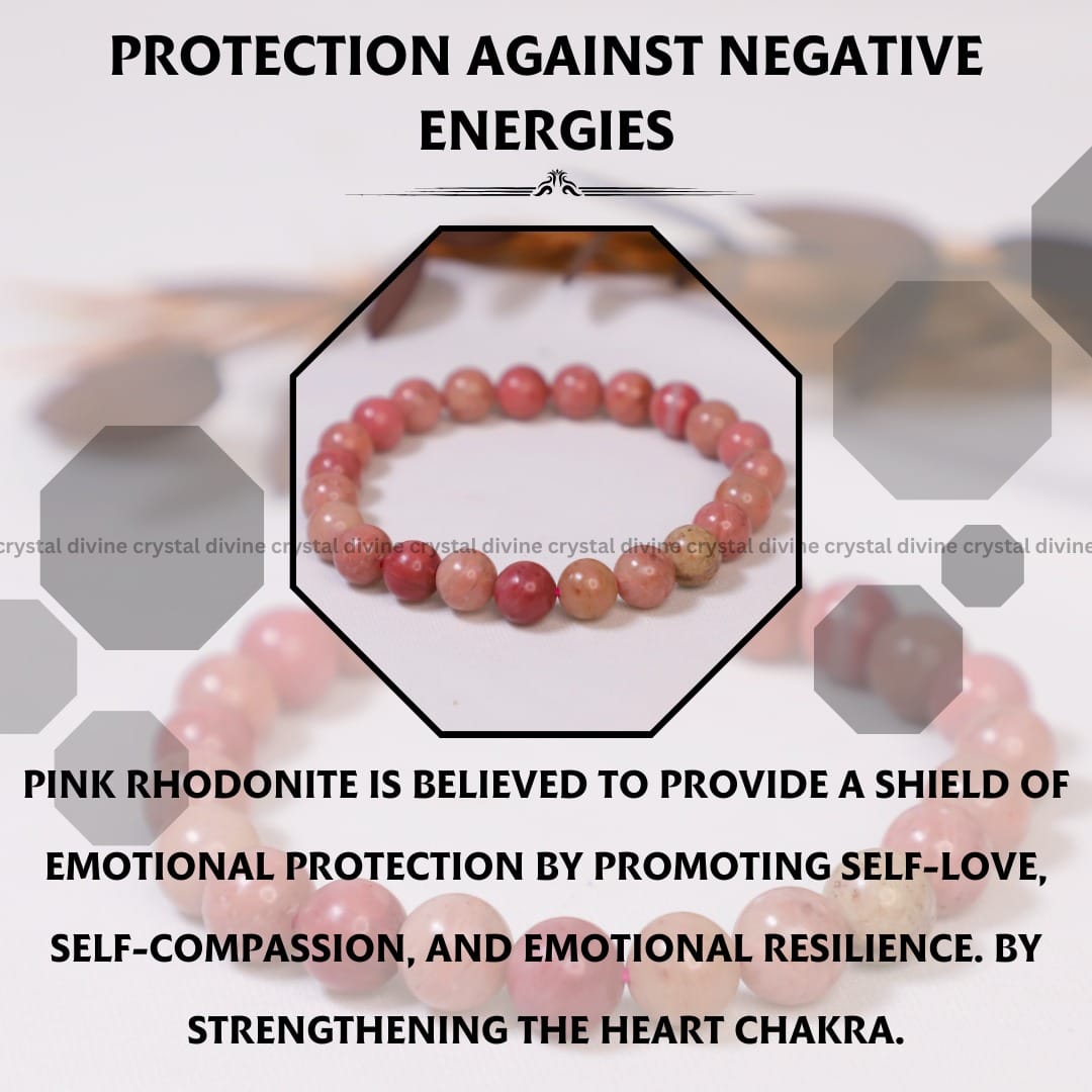 Rhodonite Crystal Bracelet - 8 MM (Grounding Energy & Physical Healing)