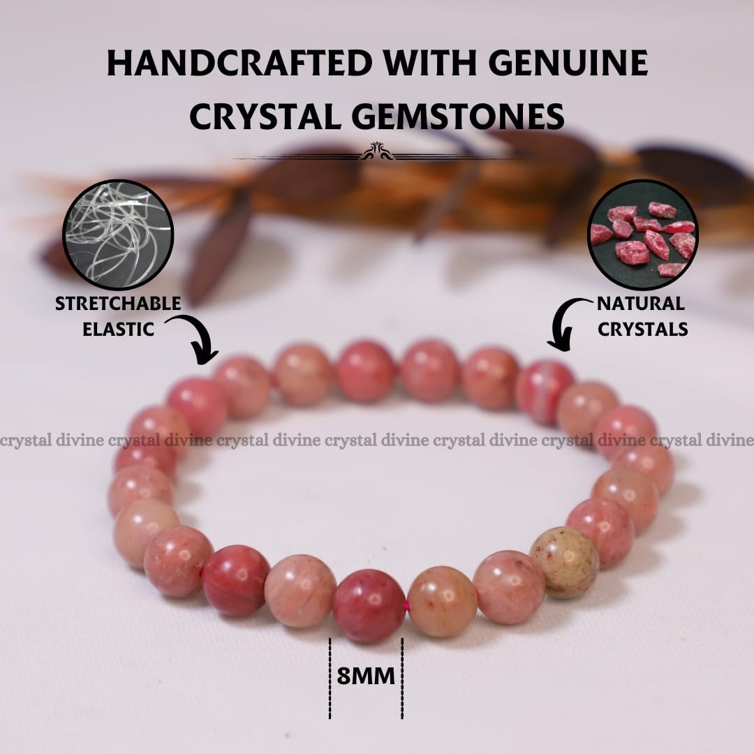 Rhodonite Crystal Bracelet - 8 MM (Grounding Energy & Physical Healing)