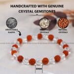Clear Quartz + Rudraksha Bracelet - 8 MM (Balance & Alignment)