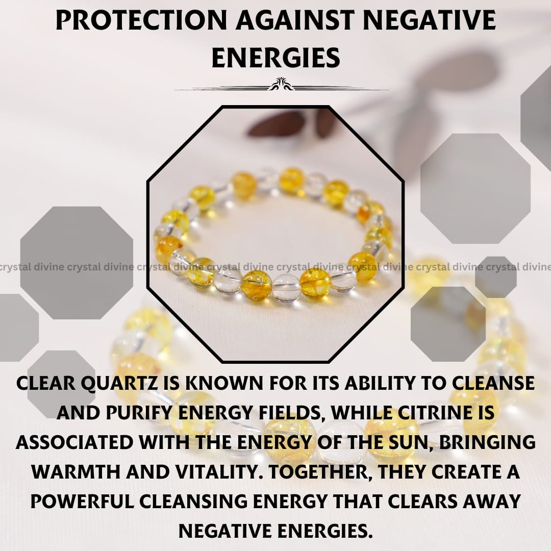 Clear Quartz + Citrine Bracelet - 8 MM (Abundance & Prosperity)