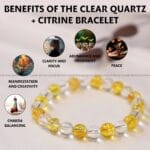Clear Quartz + Citrine Bracelet - 8 MM (Abundance & Prosperity)
