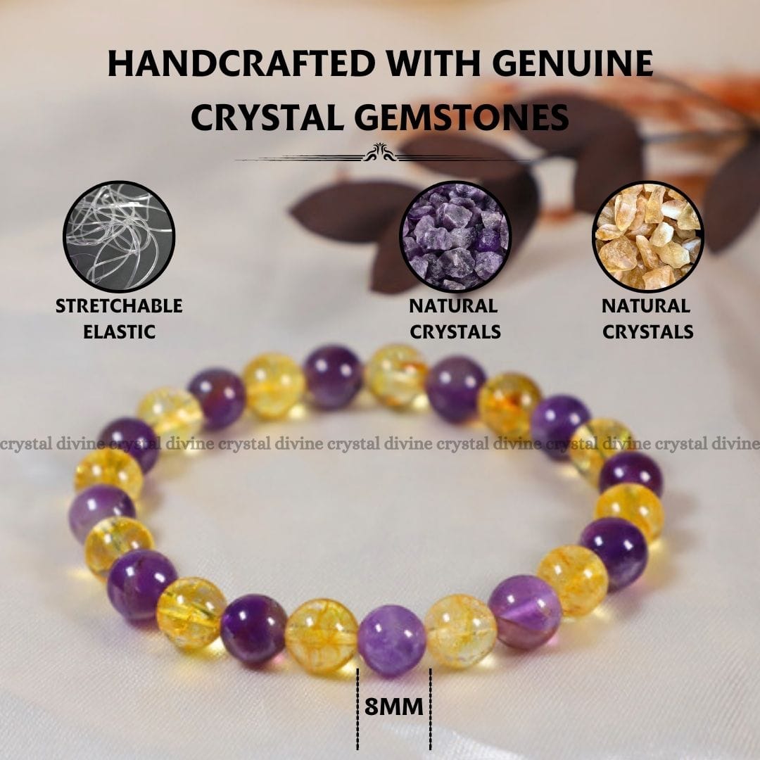 Amethyst + Citrine Bracelet - 8 MM (Clarity & Focus)